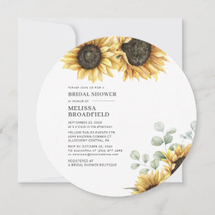 Convite Chuva de Noiva Floral de Girassol e Eucalipto