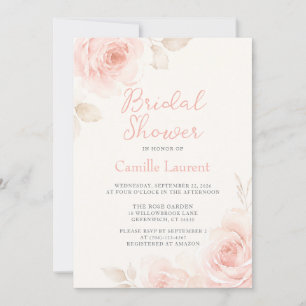 Convite Chuva de Noiva Floral de Pêssego Macio Elegante Ro