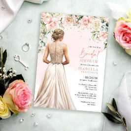 Convite Chuva de Noiva Floral de Rosas Rosa Eucalipto