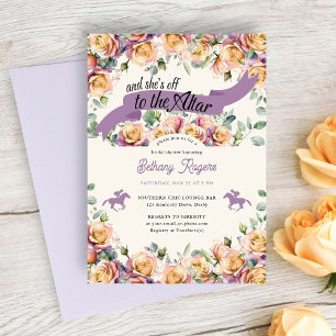 Convite Chuva de Noiva Floral Derby Rosas Roxas e Amarelas