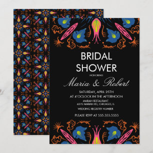Convite Chuva de Noiva Floral Elefante Indiano Preto