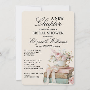 Convite Chuva de Noiva Floral Elegante Um Novo Capítulo