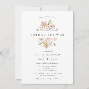 Convite Chuva de Noiva Floral em Aquarela Elegante de Prim