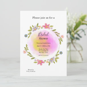 Convite Chuva de Noiva Floral em Aquarela Rosa