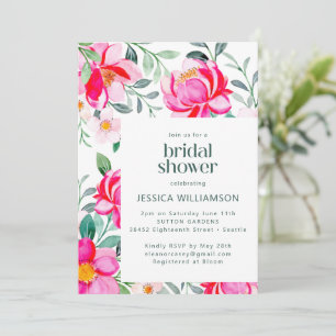 Convite Chuva de Noiva Floral em Aquarela Rosa e Amarelo