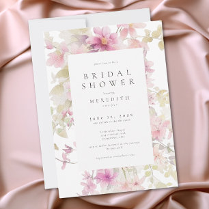 Convite Chuva de Noiva Floral em Aquarela Rosa Romântica