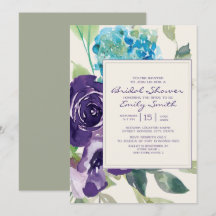 Chuva de Noiva Floral em Aquarela Roxo Ameixa