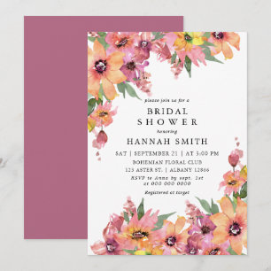 Convite Chuva de Noiva Floral Feminina em Aquarela Jardim