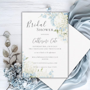 Convite Chuva de Noiva Floral Hortênsia Azul Branco
