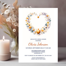 Chuva de Noiva Floral Laranja Coração