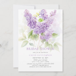 Convite Chuva de Noiva Floral Lilás Roxo Aquarela