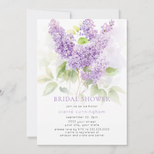 Convite Chuva de Noiva Floral Lilás Roxo Aquarela