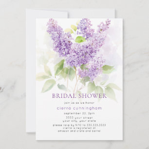 Convite Chuva de Noiva Floral Lilás Roxo Aquarela