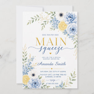 Convite Chuva de Noiva Floral Limão Azul Main Squeeze