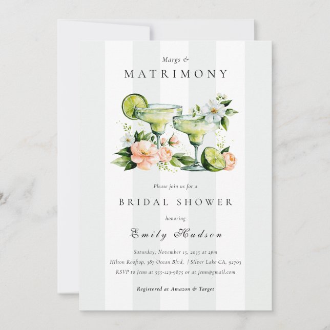 Convite Chuva de Noiva Floral Margs & Matrimônio (Frente)