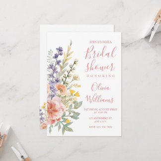 Convite Chuva de Noiva Floral Modernas Flores Silvestres