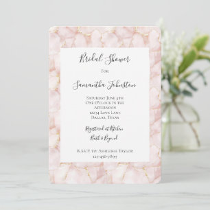Convite Chuva de Noiva Floral Pétalas de Rosa Rosa Bege Do