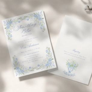 Convite Chuva de Noiva Floral Préppy Azul