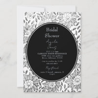 Chuva de Noiva Floral Preto e Branco Vintage