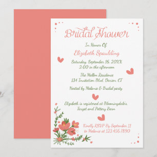 Convite Chuva de Noiva Floral Rosa Coral Flor Verão