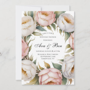Convite Chuva de Noiva Floral Rosa e Bege