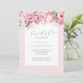 Convite Chuva de Noiva Floral Rosa Elegante Editável