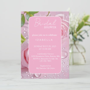 Convite Chuva de Noiva Floral Rosa Elegante Verde Sage Cla