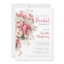 Chuva de Noiva Floral Rosa em Aquarela Elegante