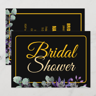 Convite Chuva de Noiva Floral Roxa Flor Branca Letra