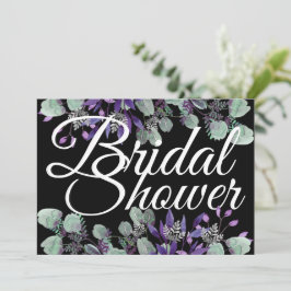 Convite Chuva de Noiva Floral Roxa Flor Branca Letra