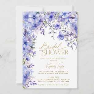 Convite Chuva de Noiva Floral Roxa Periwinkle Lavanda