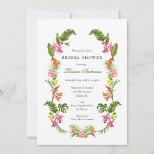 Convite Chuva de noiva floral tropical