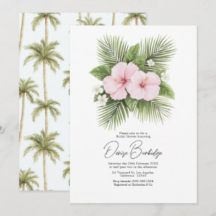 Convite Chuva de Noiva Floral Tropical Chic Costeira