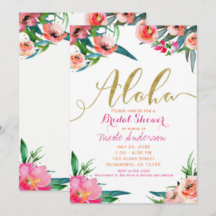 Convite Chuva de Noiva Floral Tropical de Verão Aloha