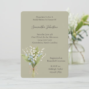 Convite Chuva de Noiva Floral Verde Bonito Azul Branco