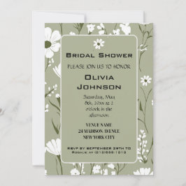 Convite Chuva de Noiva Floral Verde e Branco da PRIMAVERA