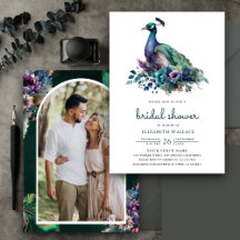 Chuva de Noiva Floral Verde Esmeralda com Foto de 