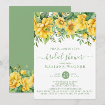 Chuva de Noiva Floral Verde Sálvia Amarela