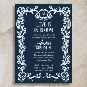 Convite Chuva de Noiva Floral Vintage Amor em Flor