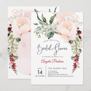 Convite Chuva de Noiva Flores Aquarela Rosa PixDezines