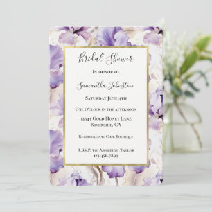 Convite Chuva de Noiva Flores Íris Creme Roxo Lavanda