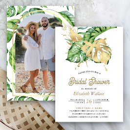 Convite Chuva de Noiva Foto Monstera Tropical Palmeira Dou