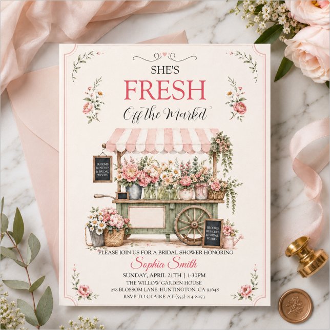 Convite Chuva de Noiva Fresh Off the Market (Criador carregado)