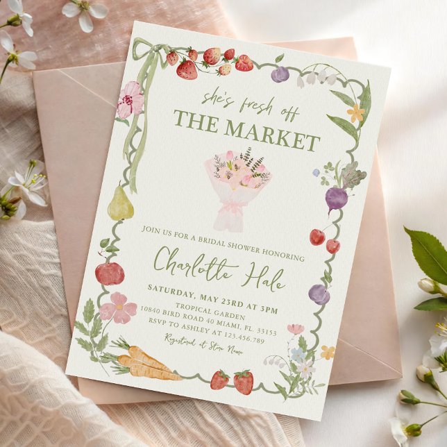 Convite Chuva de Noiva Fresh Off the Market (Criador carregado)