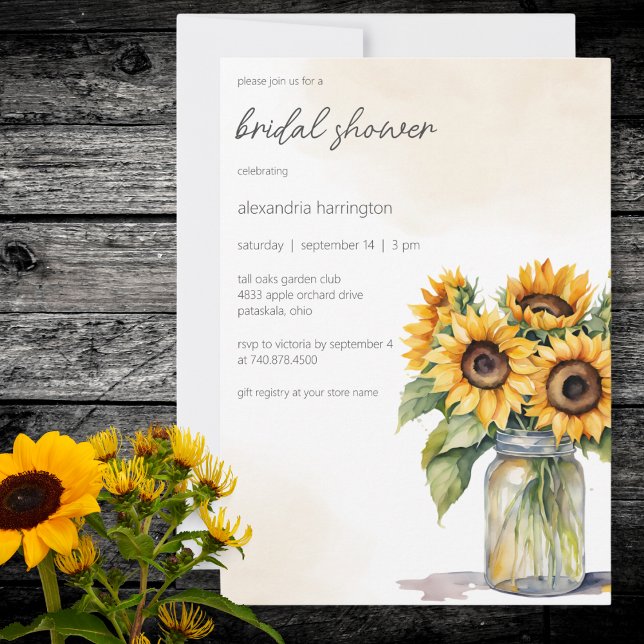 Convite Chuva de Noiva Girassóis do Campo Rústico (Criador carregado)