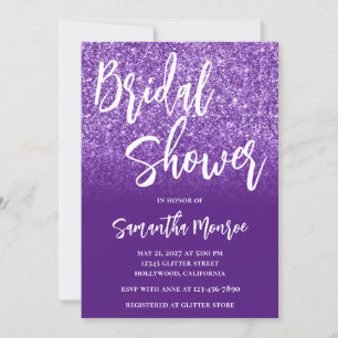 Convite Chuva de Noiva Gradiente de Brilho Roxo Real
