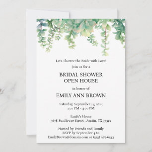Convite Chuva de Noiva Greenery Open House