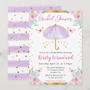 Convite Chuva de Noiva Guarda-Chuva de Primavera Roxo Aqua