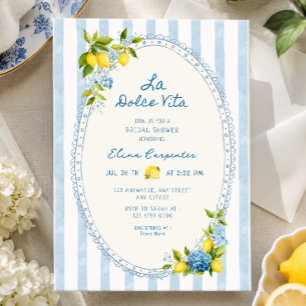 Convite Chuva de noiva hydrangea azul limão La dolce vita