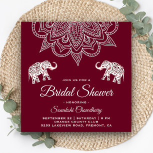 Convite Chuva de Noiva Indiana Mandala Burgundy Elegante